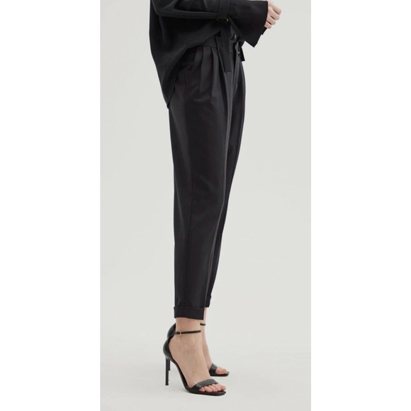 NEW! Nili Lotan 8 WOOL Dress Pants $495 High Rise Straight Leg Cropped Black - Picture 12 of 14